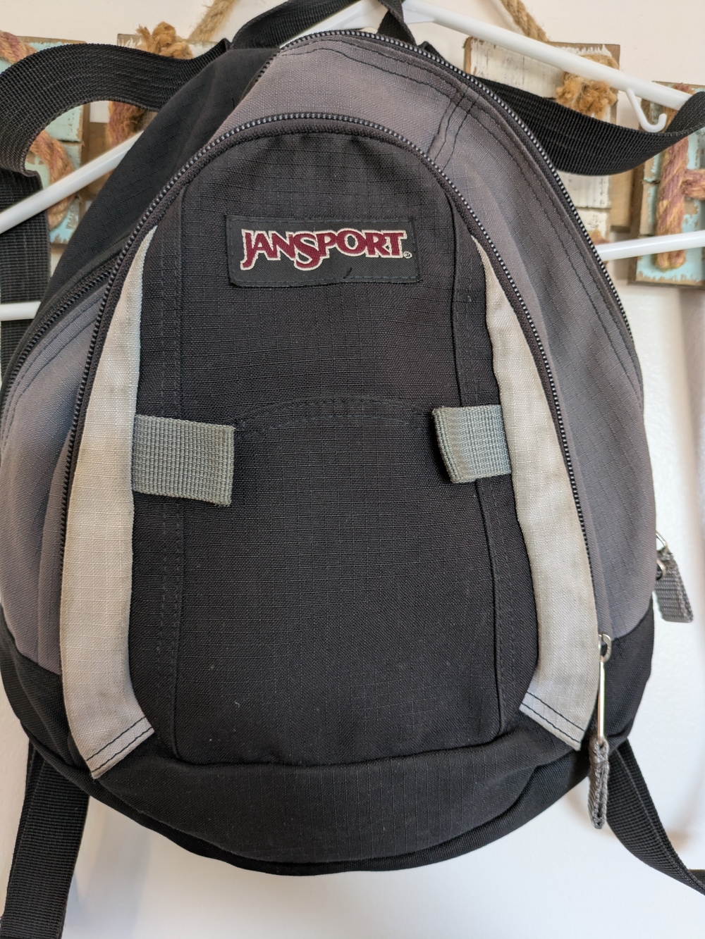 JanSport Unisex Black and Gray Backpack